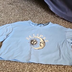 Eclipse Blue Graphic Crop Top